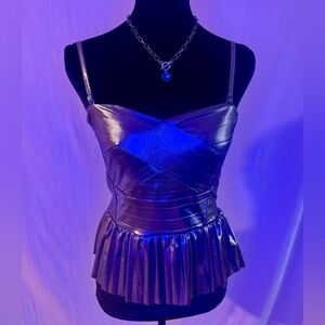 Sincerely Jules Metallic Silver Peplum Top